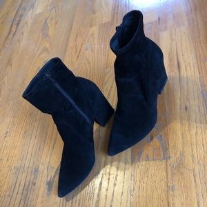 Loeffler Randall Black Suede Pointed-Toe Ankle Boots